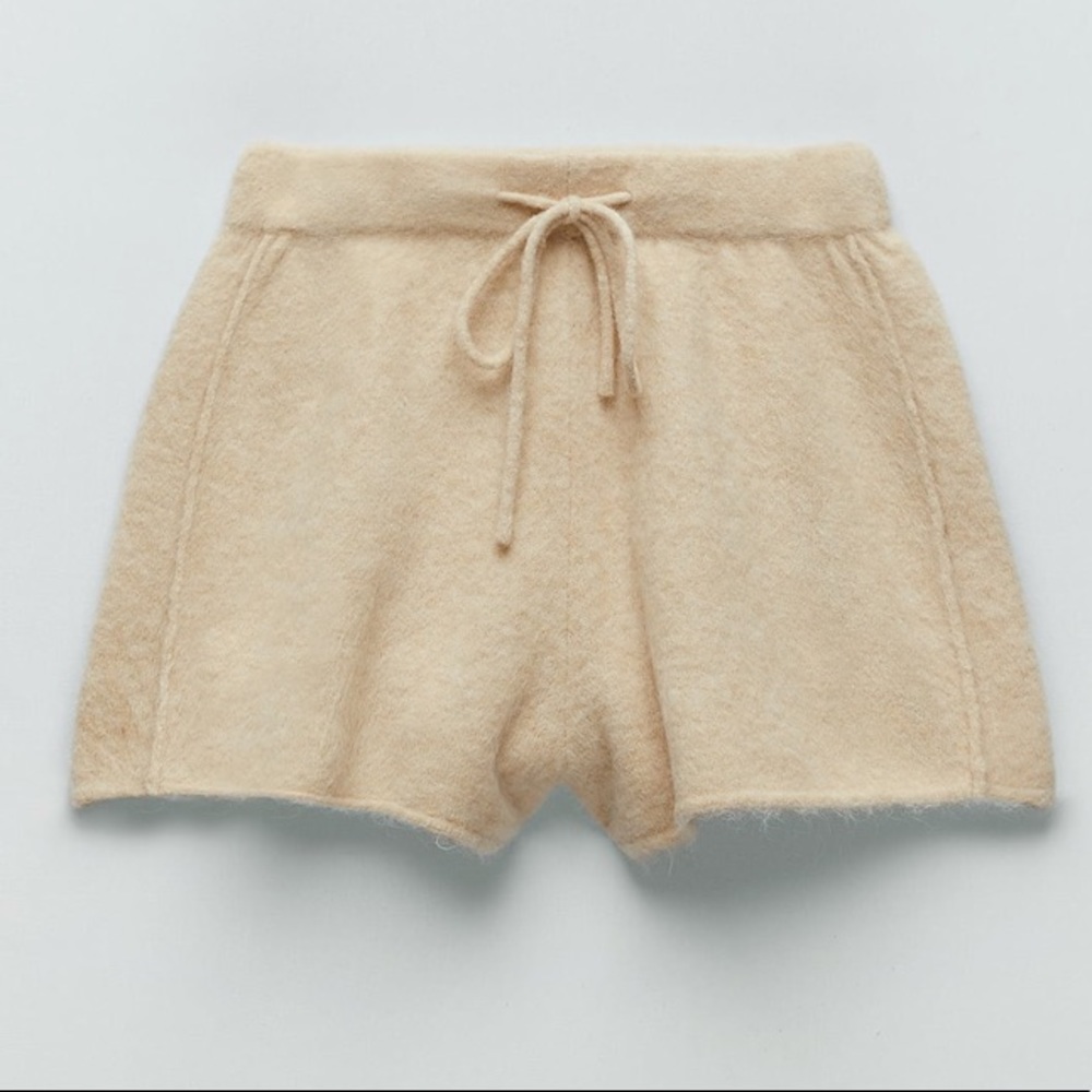 Zara Wool and Alpaca Blend Knit Shorts Medium